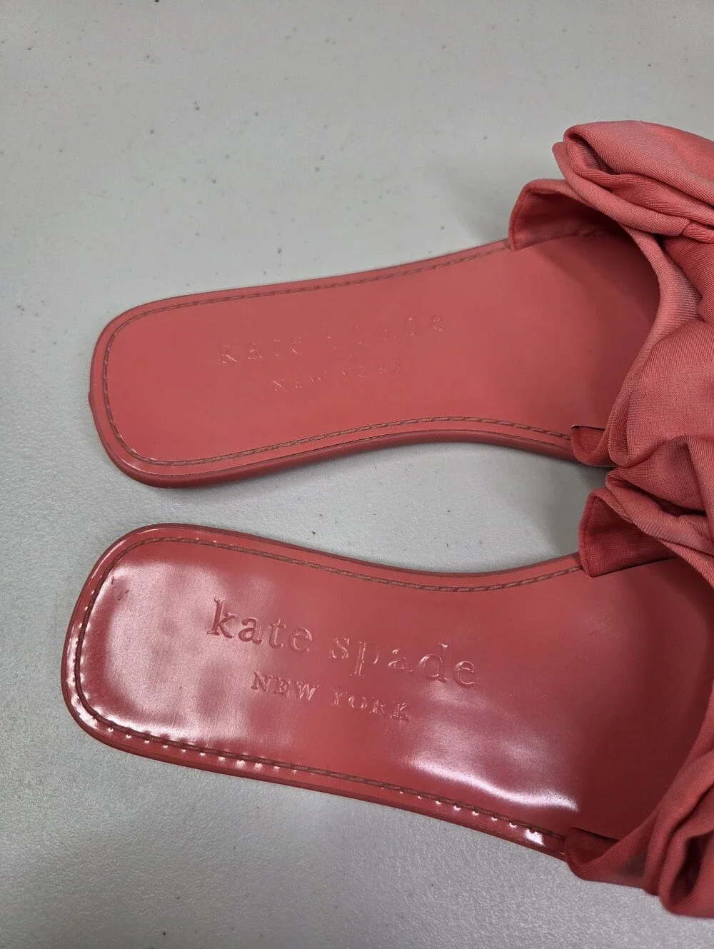 Kate Spade Bikini Bow Slide Sandals Women’s Coral Pink with Knot Bow Shoes
